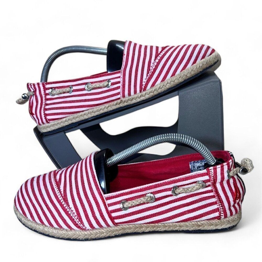 Nautica Rudder 2 Anchor Espadrille Slip-on Red / White Stripe Women's 7